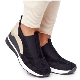 Vinceza 10593 Adidași cu pană negru-auriu verde Vinceza 10593 Adidași cu pană negru-auriu verde