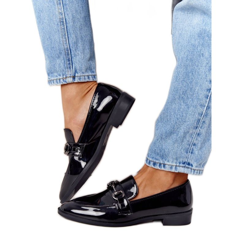 S.Barski Mocasini dama elegante S. Barski lacuit negru