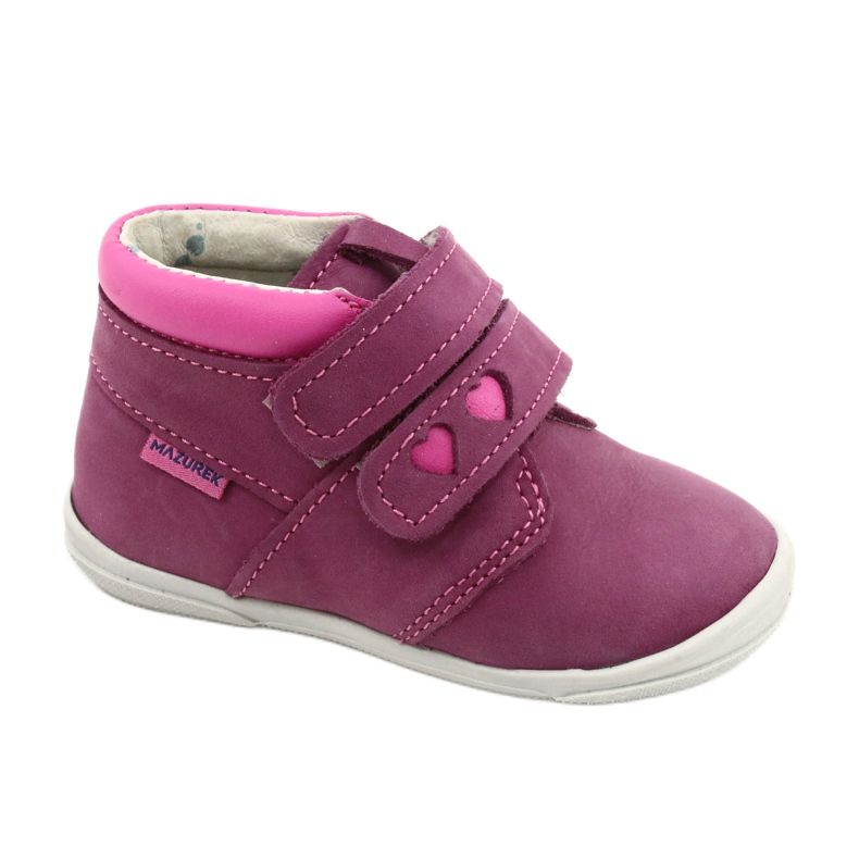 Mazurek Pantofi sport din piele cu Velcro 1355 fucsia-roz