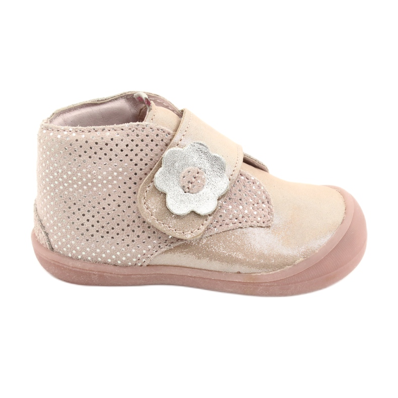 Mazurek Pantofi sport din piele cu velcro 1101 satin auriu roz Mazurek Pantofi sport din piele cu velcro 1101 satin auriu roz