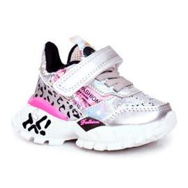 FRROCK Pantofi sport pentru copii cu velcro argintiu Fii fericit gri FRROCK Pantofi sport pentru copii cu velcro argintiu Fii fericit gri