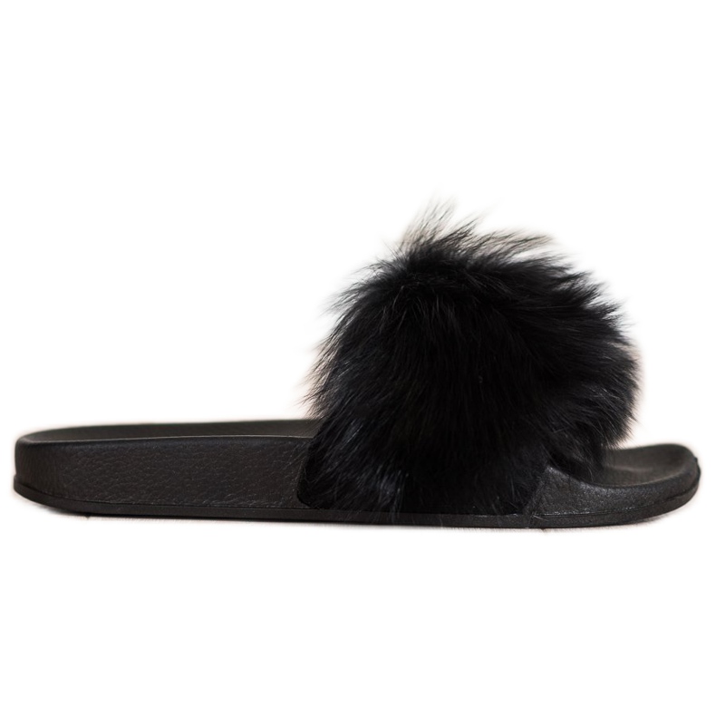 Bona Flip-flops la modă cu blană negru