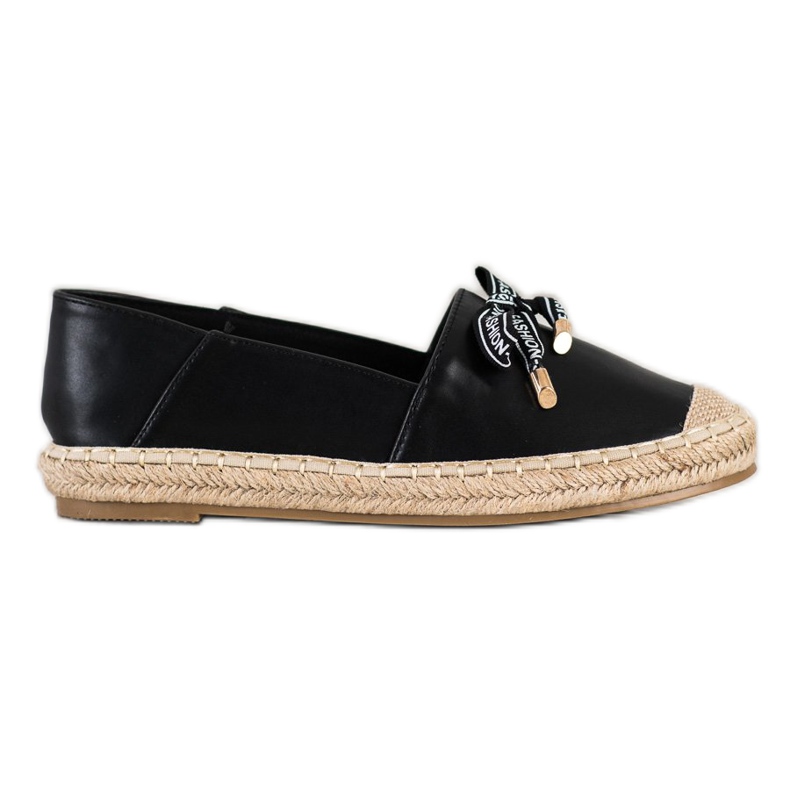 S. BARSKI Espadrile negre cu piele ecologică negru S. BARSKI Espadrile negre cu piele ecologică negru