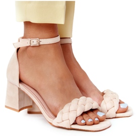 PS1 Sandale cu toc înalt din piele de căprioară Beige Long Island bej