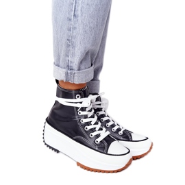 PS1 Adidași din piele pe platforma Coachella neagră alb negru PS1 Adidași din piele pe platforma Coachella neagră alb negru