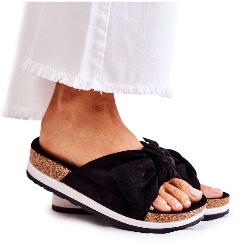 PS1 Papuci negri pe platforma atât de confortabilă negru