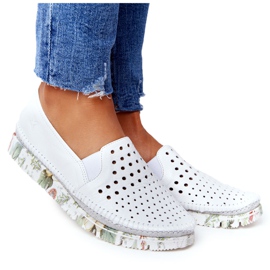 Pantofi din piele ajurată Maciejka White 03512B-11 alb multicolor