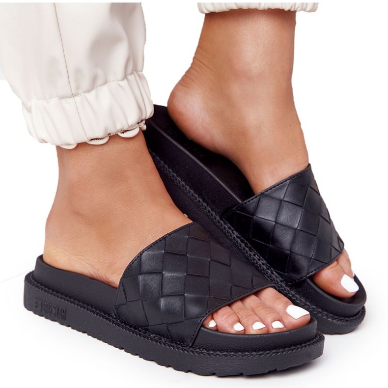 Big Star Papuci de damă pe steaua mare HH274684 Platforma neagră negru