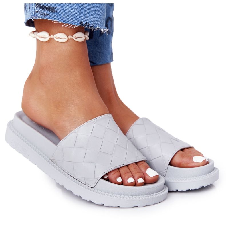 Big Star Papuci de damă pe steaua mare HH274688 Grey Platform gri