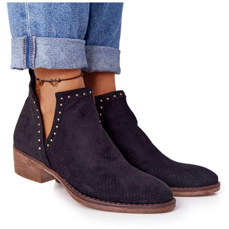 PS1 Cizme ajurate inteligente negre cu decupaje negru