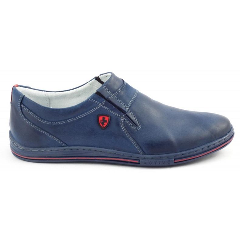 Polbut Brogues pentru bărbați din piele 362 Blue Navy albastru marin