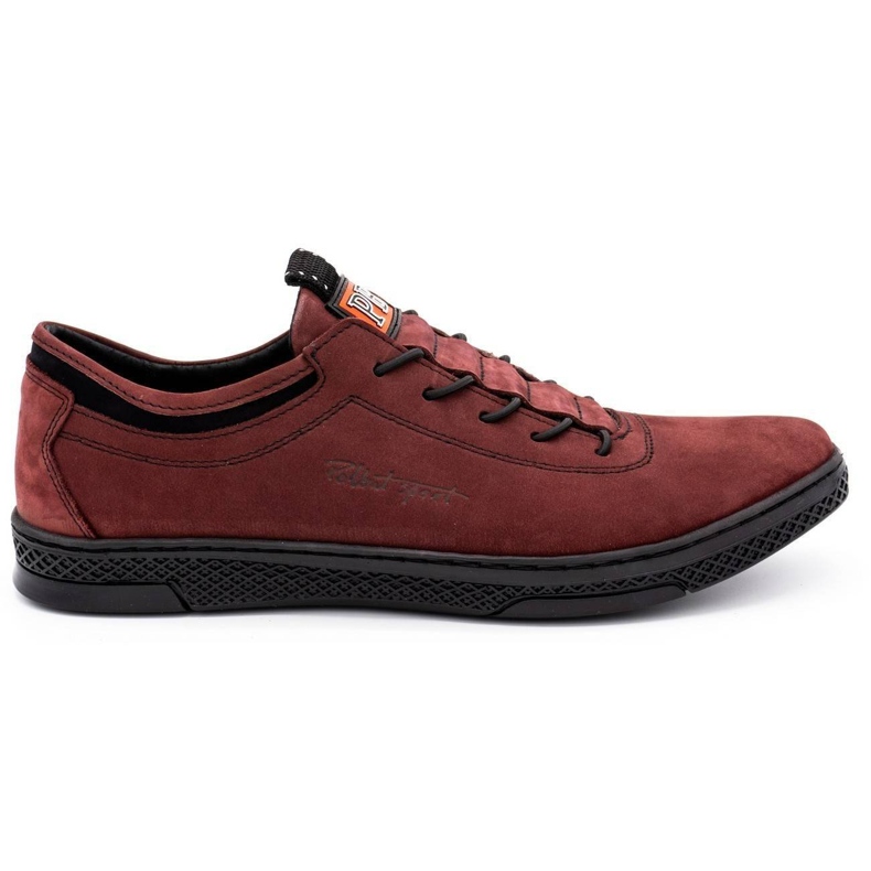 Polbut Pantofi casual din piele pentru bărbați K23 burgundy roșu