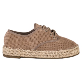 SHELOVET Espadrile din piele de căprioară maro SHELOVET Espadrile din piele de căprioară maro