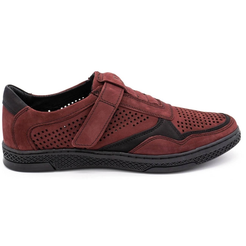 Polbut Pantofi casual din piele pentru bărbați 2102L burgundy roșu