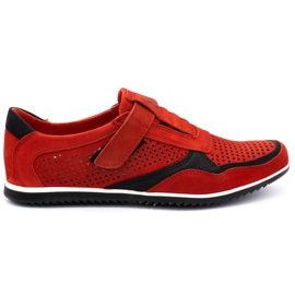 Polbut Pantofi casual din piele pentru bărbați 2102 / 2L roșu roşu