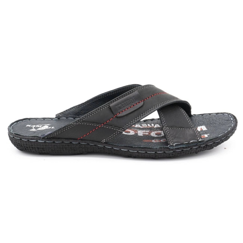 Kampol Papuci bărbați din piele 200 / P / 3 negru