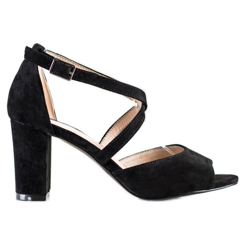 Sandale din piele intoarsa VINCEZA negru