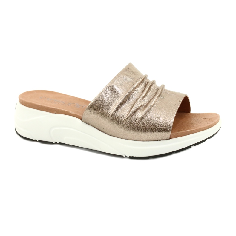 Caprice Papuci confortabili pentru femei Taupe Metallic 9-27203-26 341 maro de aur