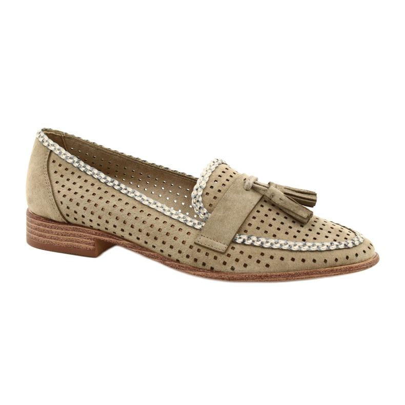 Mocasini din piele intoarsa ajurata Sergio Leone MK735 Bej