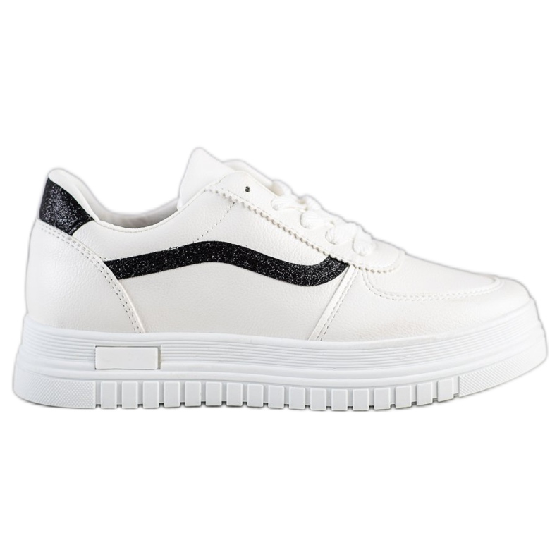 SHELOVET Adidași albi cu inserție de sclipici