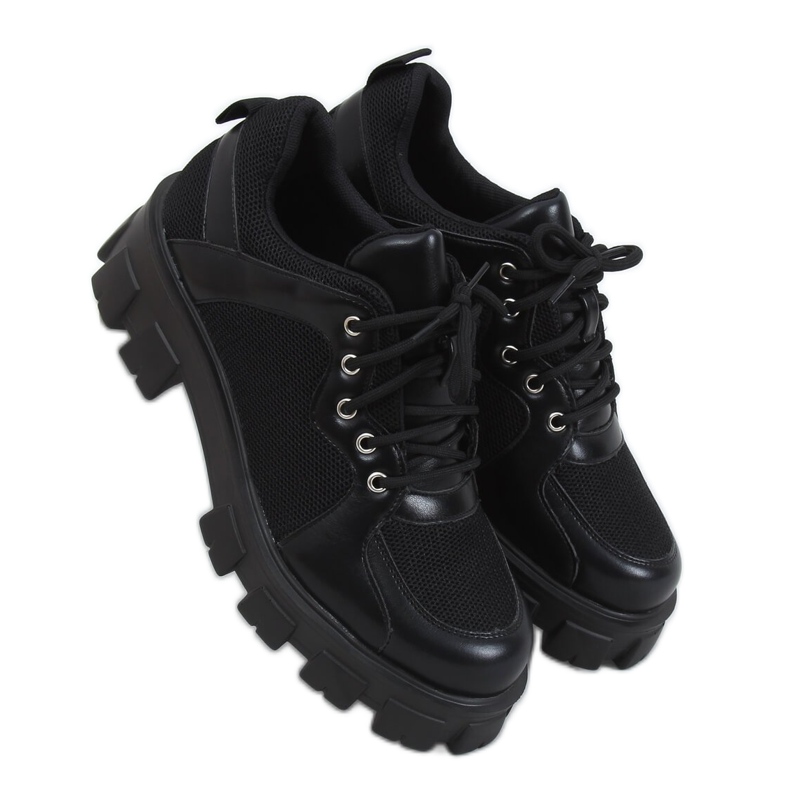 Mocasini negri pe tălpi înalte NC1129 Negru