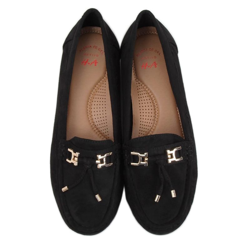 Mocasini dama negri cu platformă neagră H9228 Negru