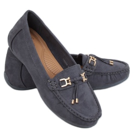 Mocasini dama gri pe un gri H9228 Gris