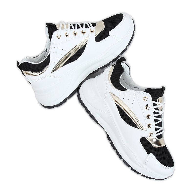 Încălțăminte sport alb-negru 9795 Negru de aur
