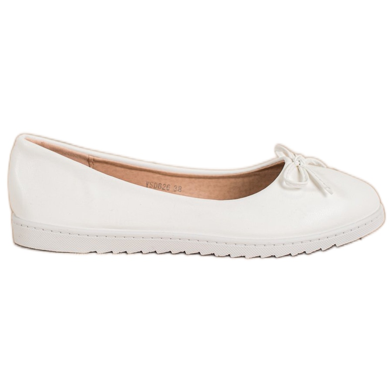 Diamantique Balerini la modă cu piele ecologică alb