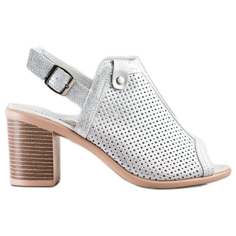 Sandale strălucitoare din piele VINCEZA argint
