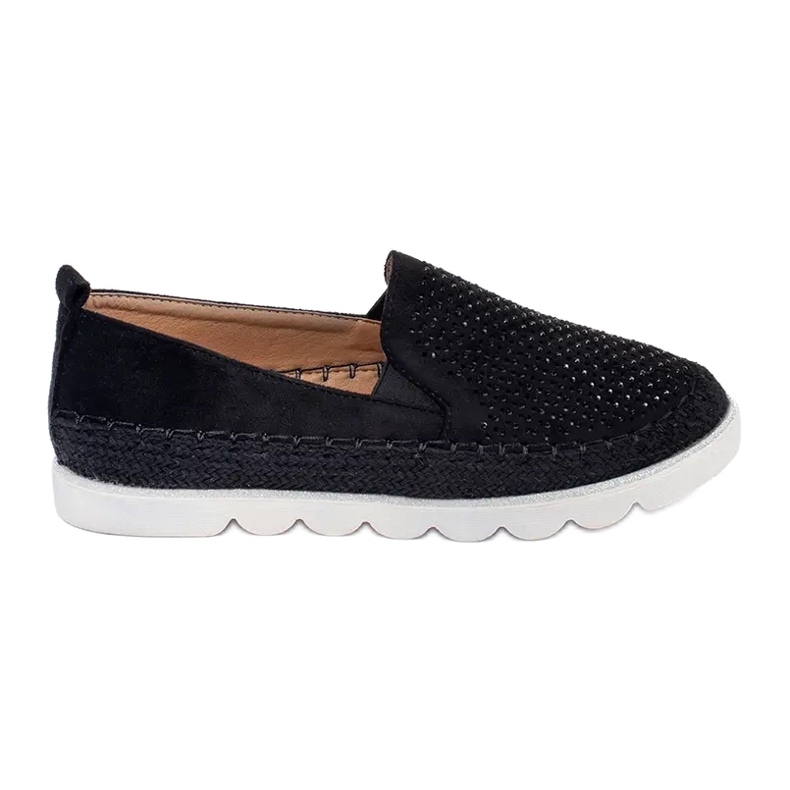 SHELOVET Slipons ajurate cu cristale negru