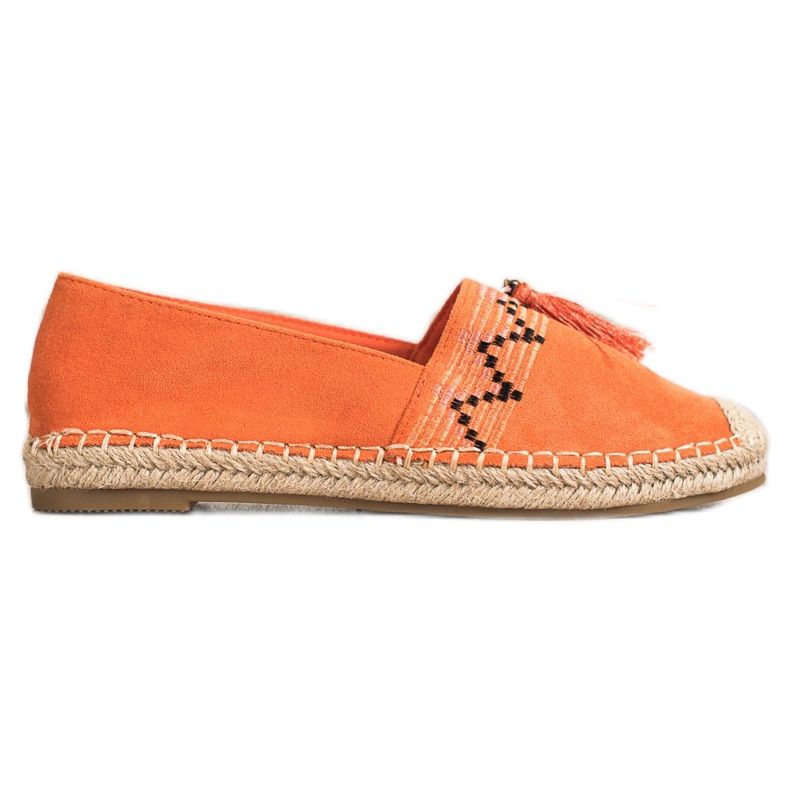 Best Shoes Espadrile la modă cu ornamente portocale