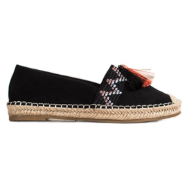 Best Shoes Espadrile la modă cu ornamente negru Best Shoes Espadrile la modă cu ornamente negru