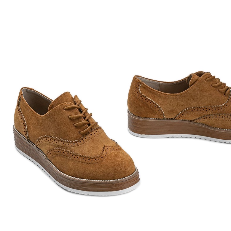 Pantofi din piele de căprioară maro cu talpă înaltă Kenya