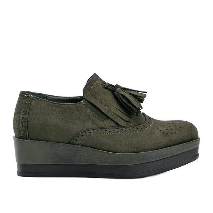 Pantofi din piele de căprioară verzi pe pană Makenzie verde Pantofi din piele de căprioară verzi pe pană Makenzie verde