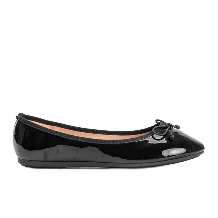 Ballerine lăcuite negre cu arc Lesley negru