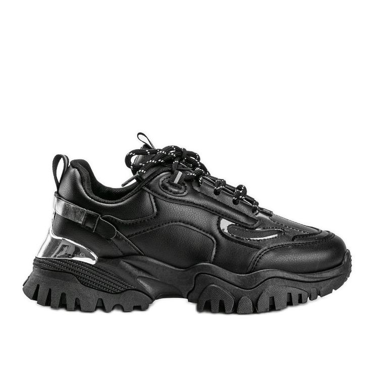 Adidași negri cu inserții Ansley metalice negru