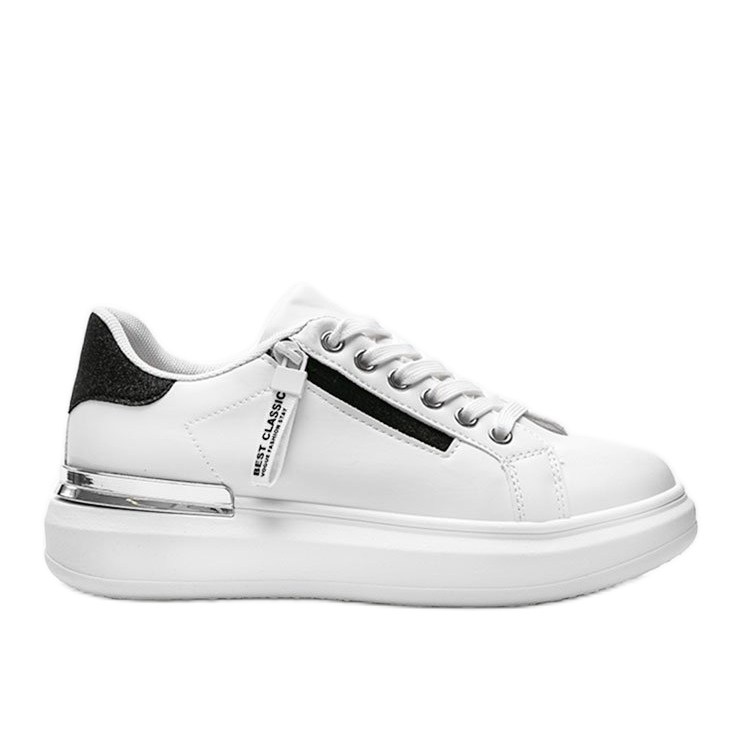 Adidași albi cu fermoar decorativ Kiana