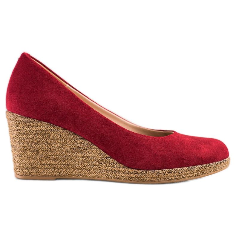 Pompele din piele de căprioară VINCEZA roșu