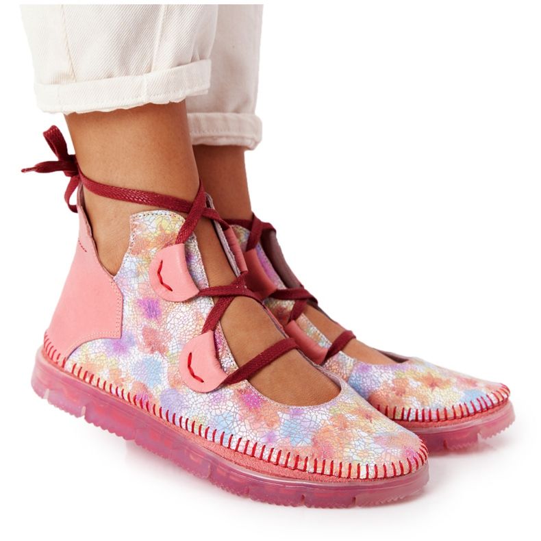 Cizme de piele pentru femei Maciejka Pink 04457-15 roz multicolor