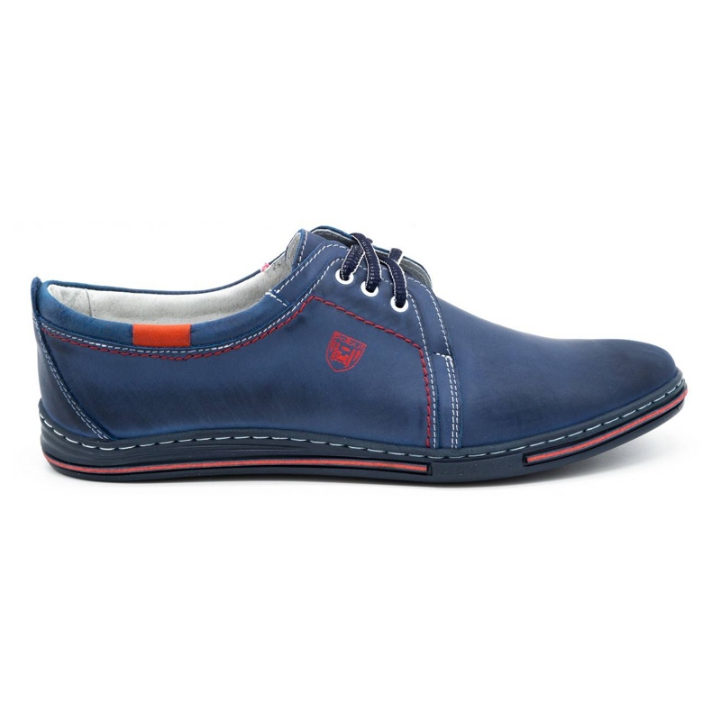 Polbut Pantofi din piele pentru bărbați 343 Navy Blue albastru