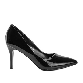 Pompe clasice lăcuite negru pe tocul stiletto Allyssa