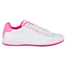 SHELOVET Adidași low-top cu piele ecologică alb roz SHELOVET Adidași low-top cu piele ecologică alb roz