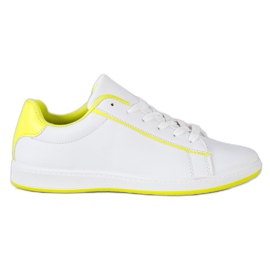 SHELOVET Adidași low-top cu piele ecologică alb galben SHELOVET Adidași low-top cu piele ecologică alb galben