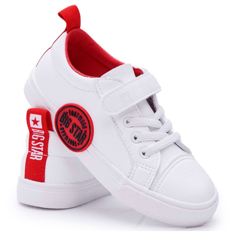 Adidași pentru copii Big Star cu velcro alb FF374088 roșu