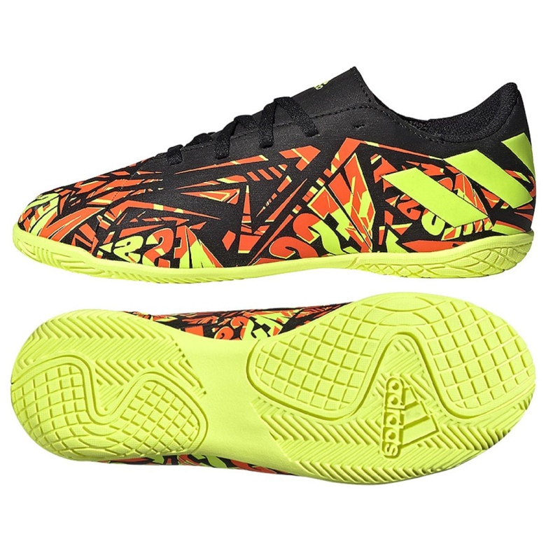 Ghete de fotbal Adidas Nemeziz Messi.4 In Jr FW7310 negru, galben, portocaliu portocale