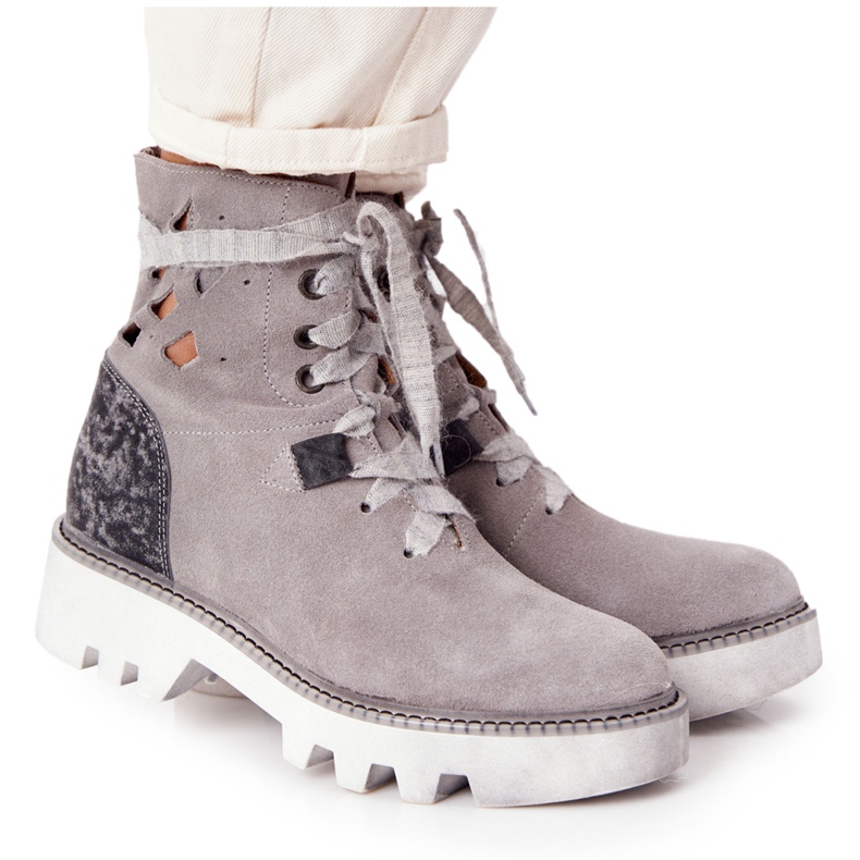 Cizme deschise din piele de căprioară Maciejka Gri 05033-03 multicolor Cizme deschise din piele de căprioară Maciejka Gri 05033-03 multicolor