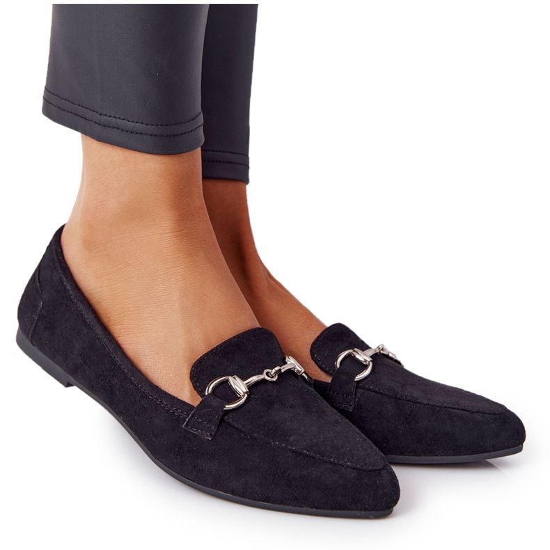 Mocasini de damă Sergio Leone MK711 Suede Black negru Mocasini de damă Sergio Leone MK711 Suede Black negru