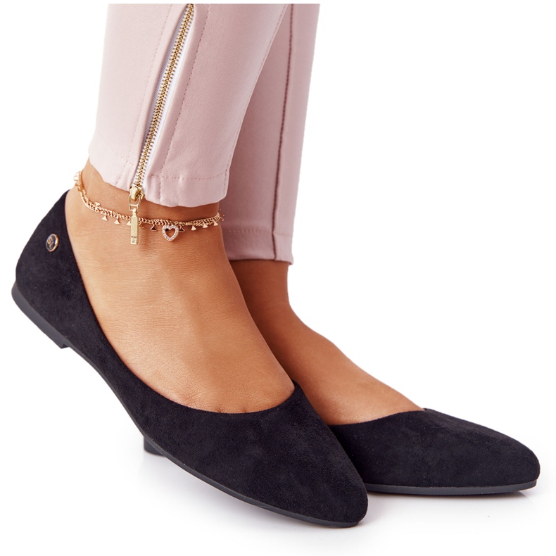 Balerini din piele de căprioară Sergio Leone BL622 Negru