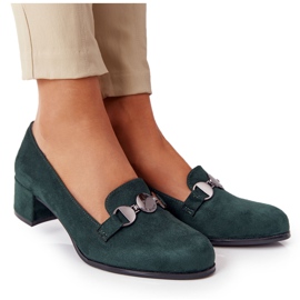 Pompe din piele de căprioară pe toc Sergio Leone PB148 Verde